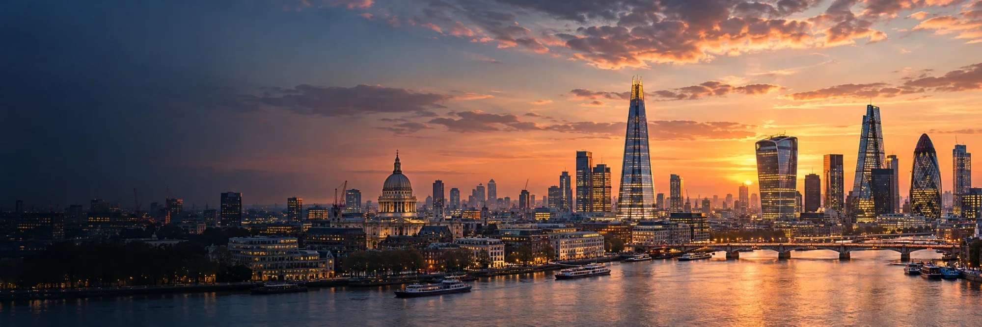 London skyline with St Paul’s Cathedral at sunset