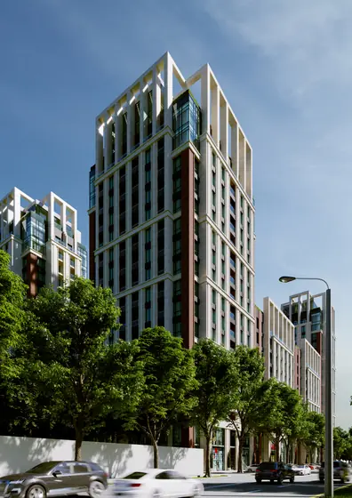 CGI exterior view of the Brooklyn residential complex, view 15